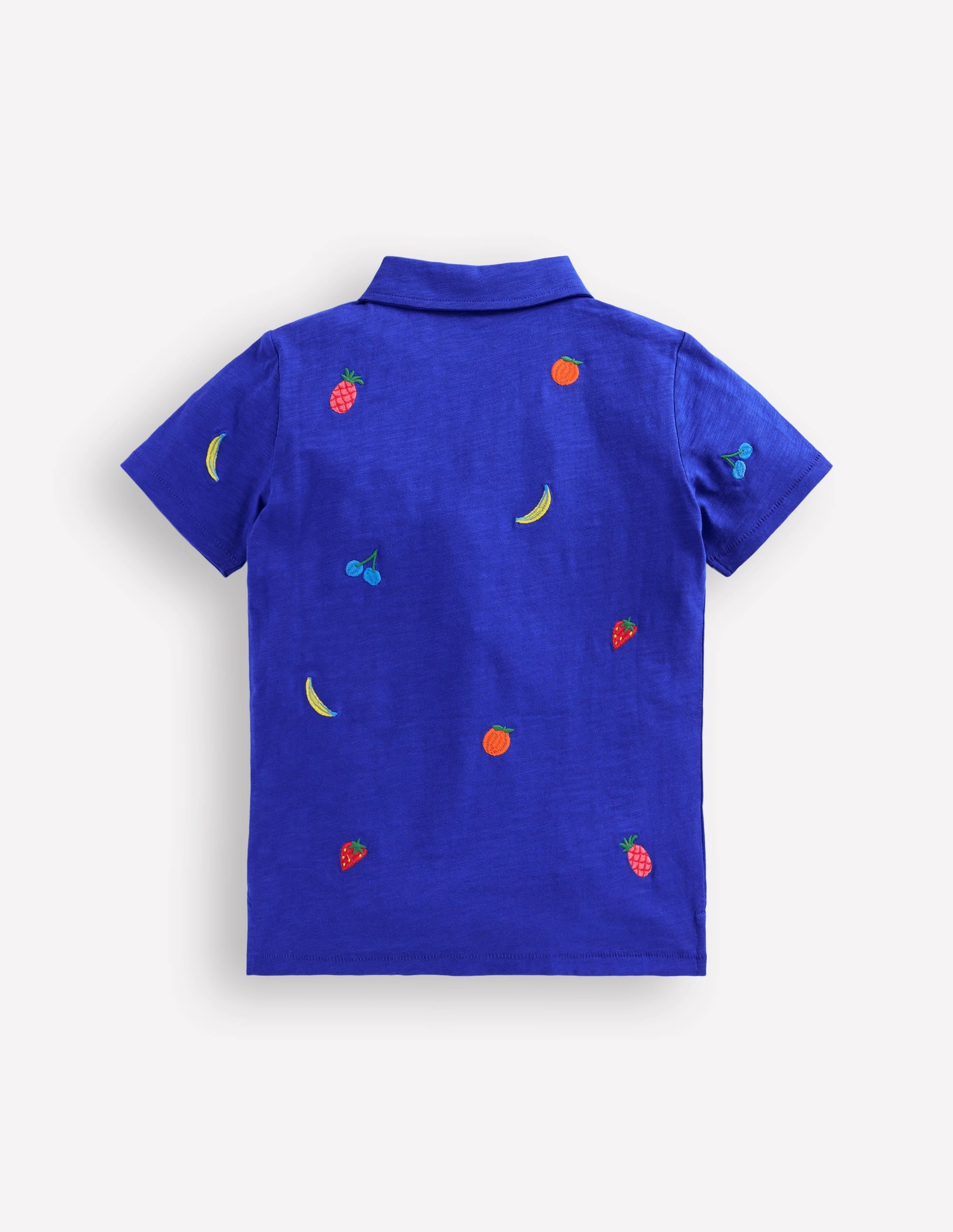 Embroidered Slub Polo Shirt-Fruit Embroidery