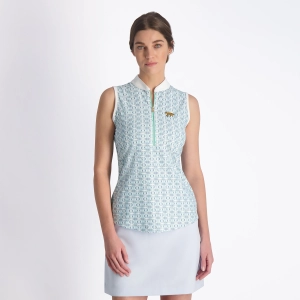Fairway & Greene Island Blue Connie Sleeveless Polo