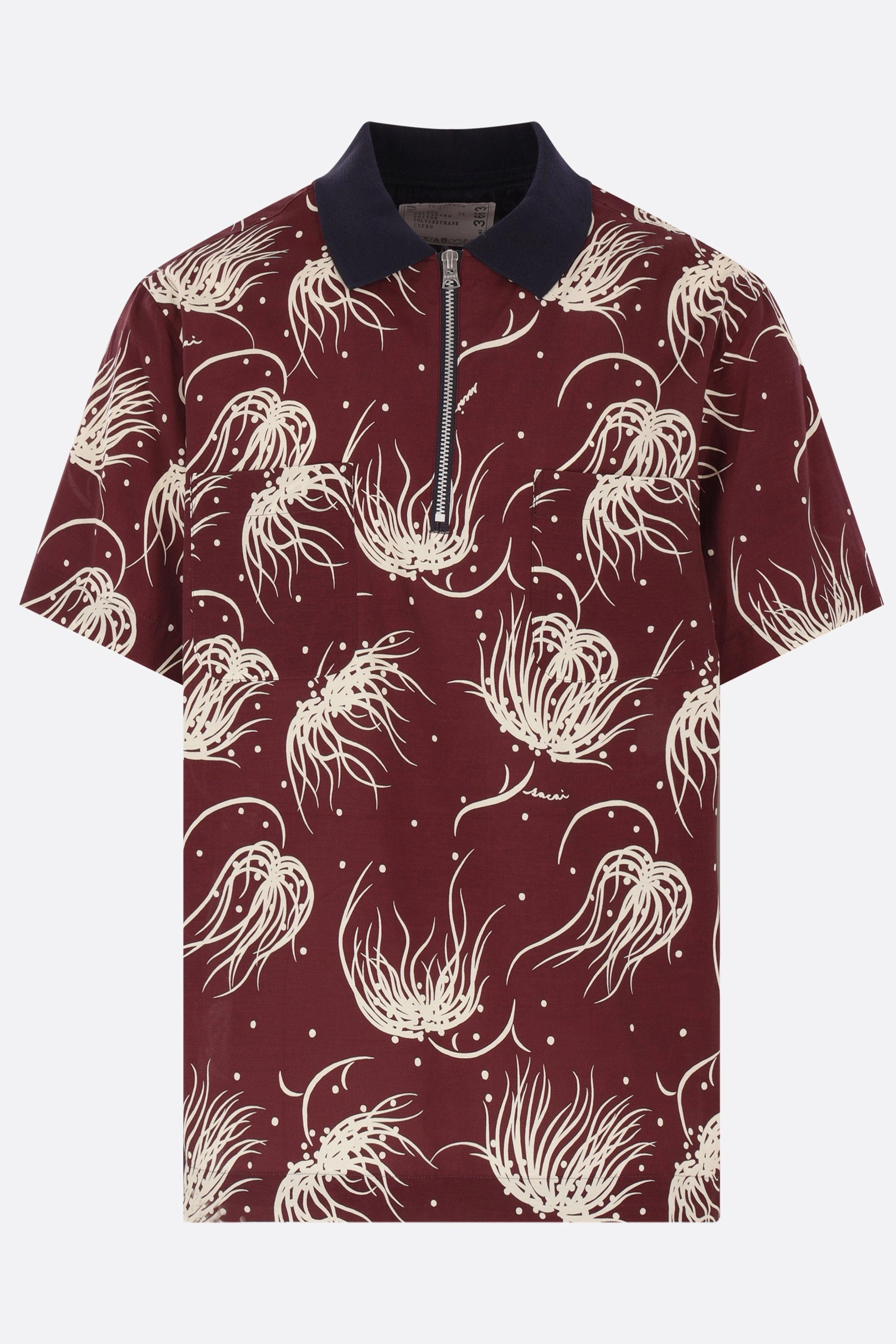 graphic print cotton blend polo shirt