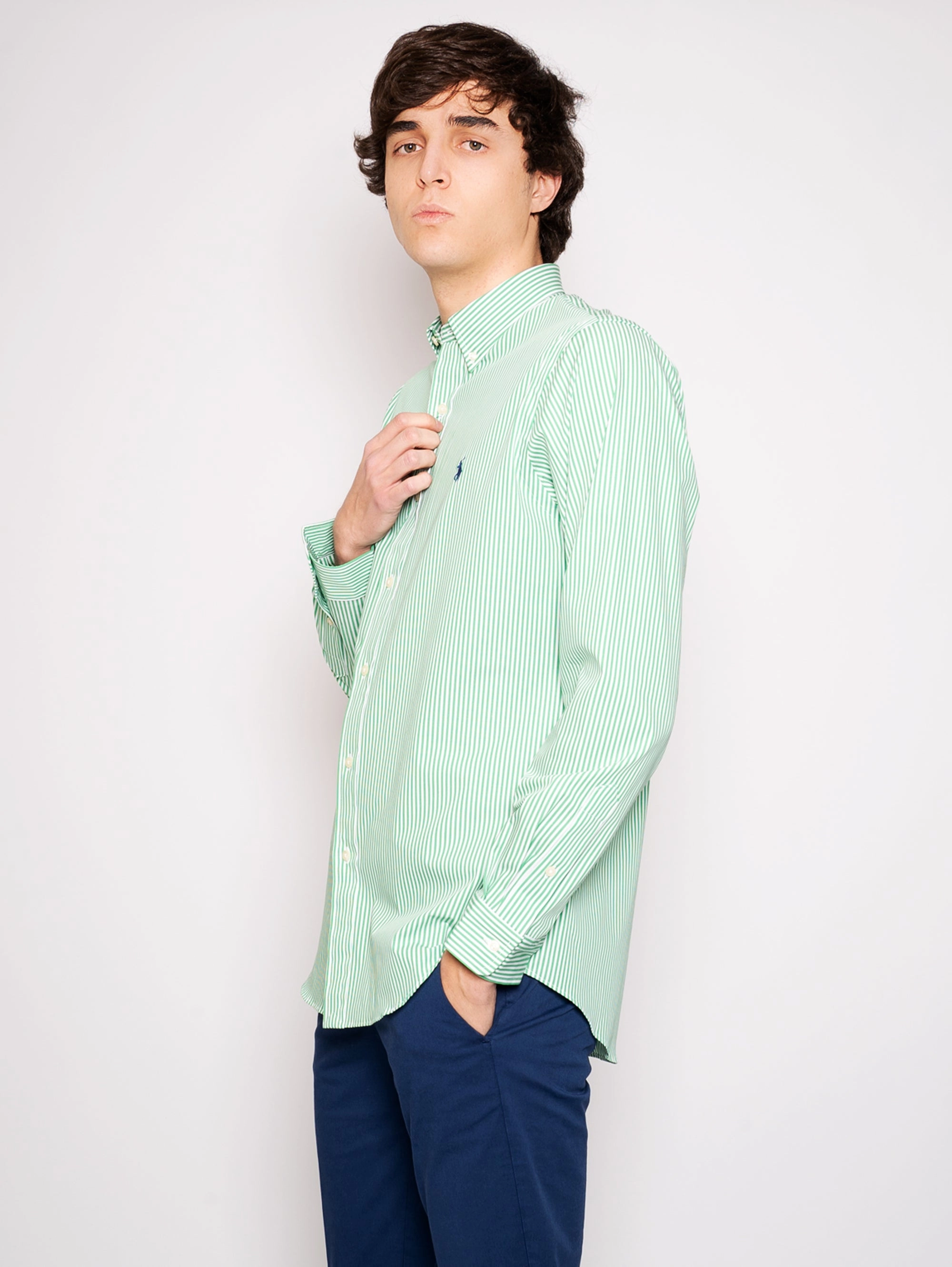 Green / White Striped Shirt