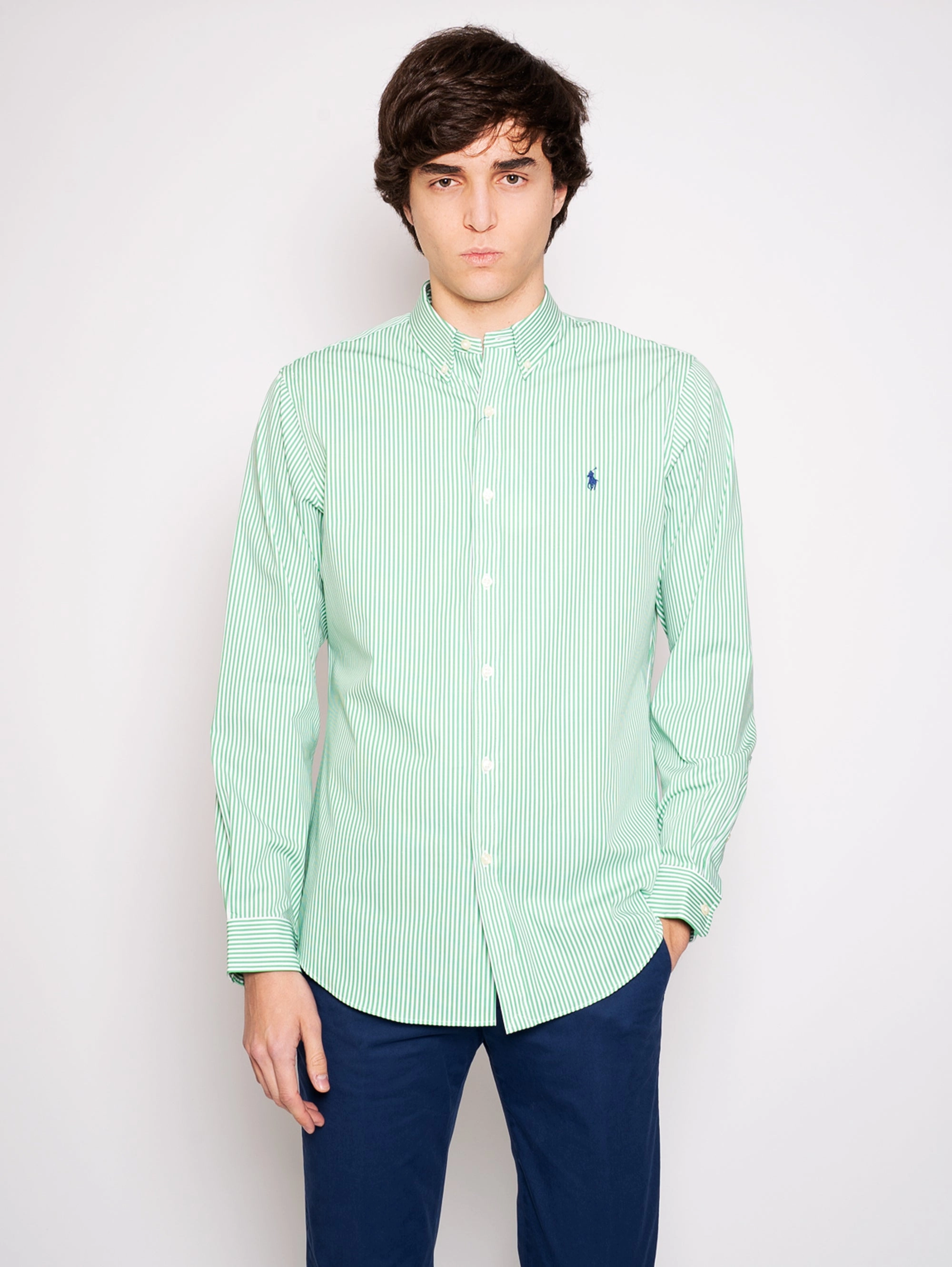 Green / White Striped Shirt