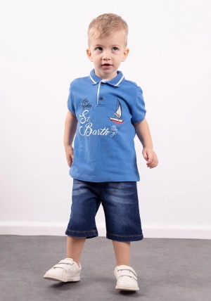 Hashtag Baby Boy St Barts Polo and Short Set, Blue