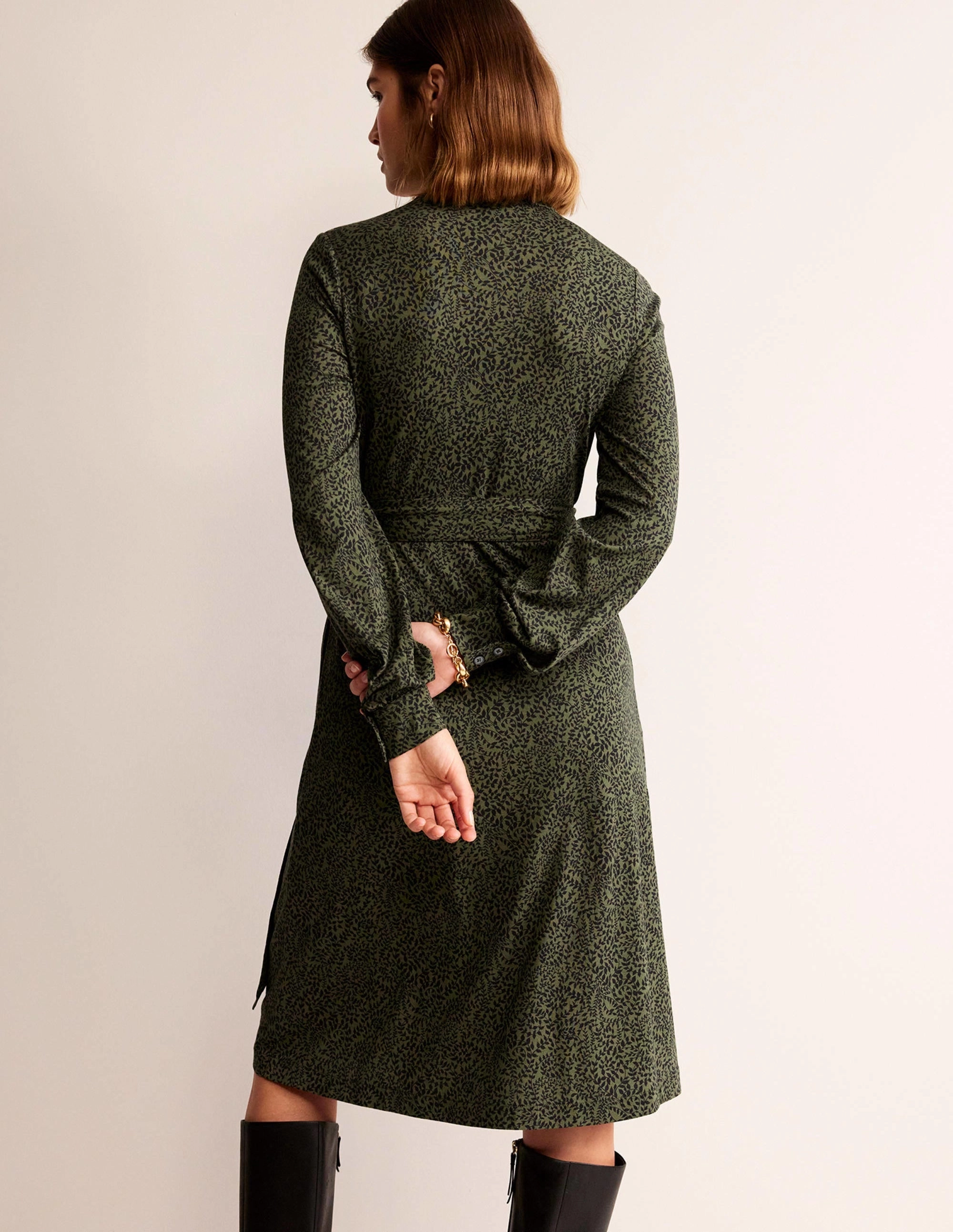 Julia Jersey Shirt Dress-Spruce, Pome Sprig