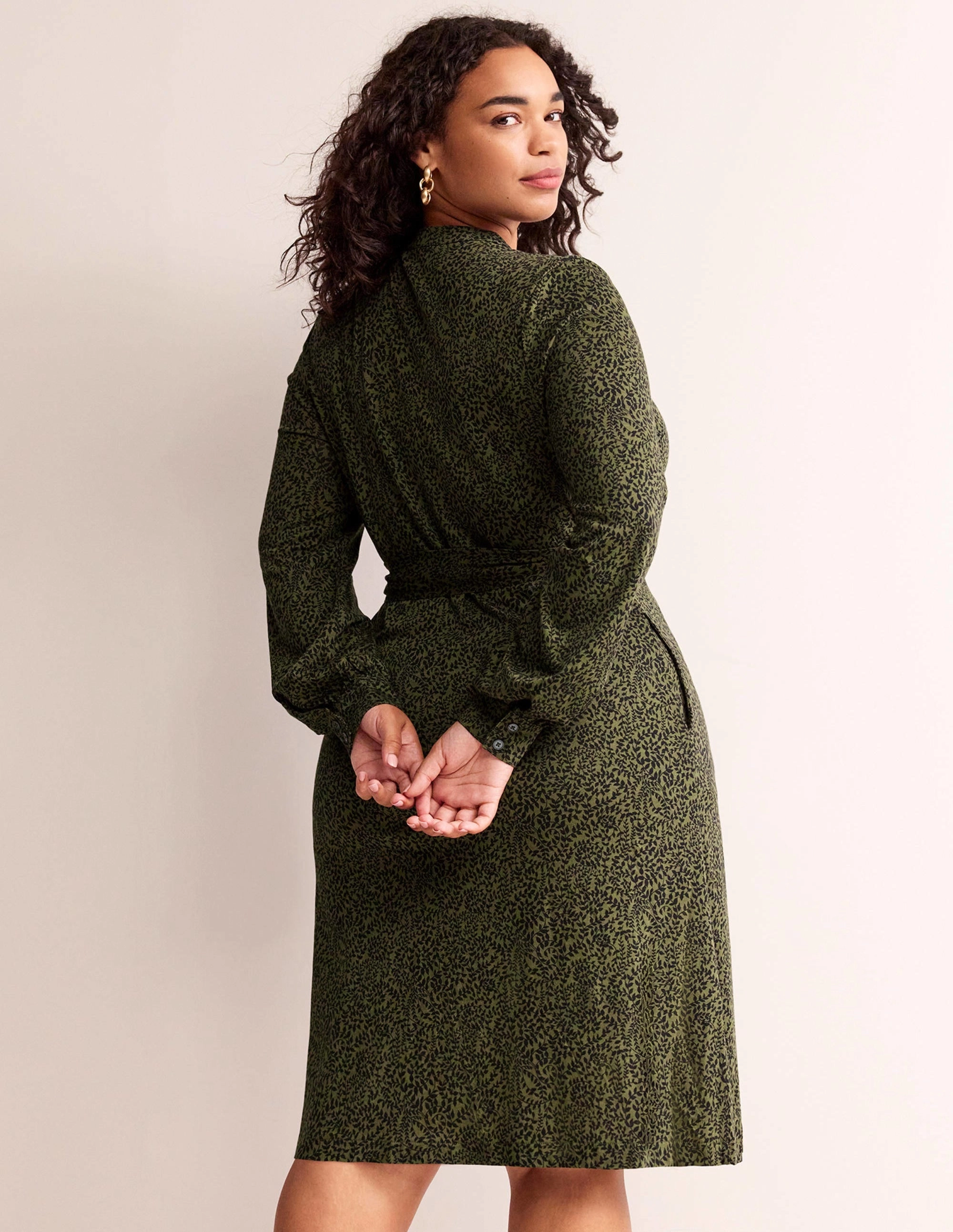 Julia Jersey Shirt Dress-Spruce, Pome Sprig