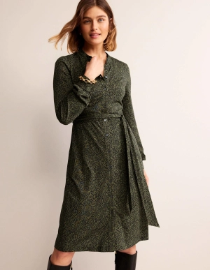 Julia Jersey Shirt Dress-Spruce, Pome Sprig