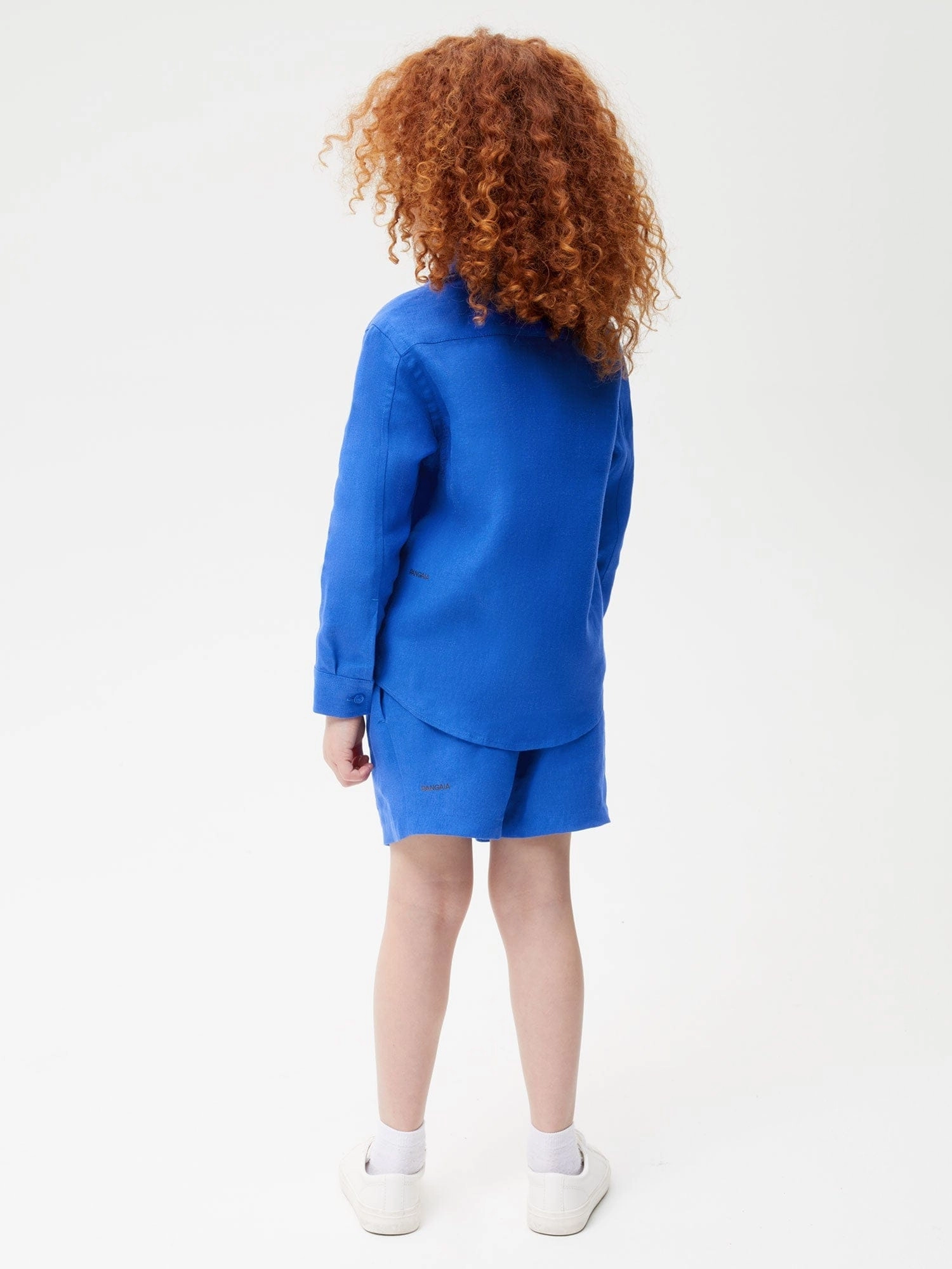 Kids Aloe Linen Long Sleeve Shirt—cobalt blue
