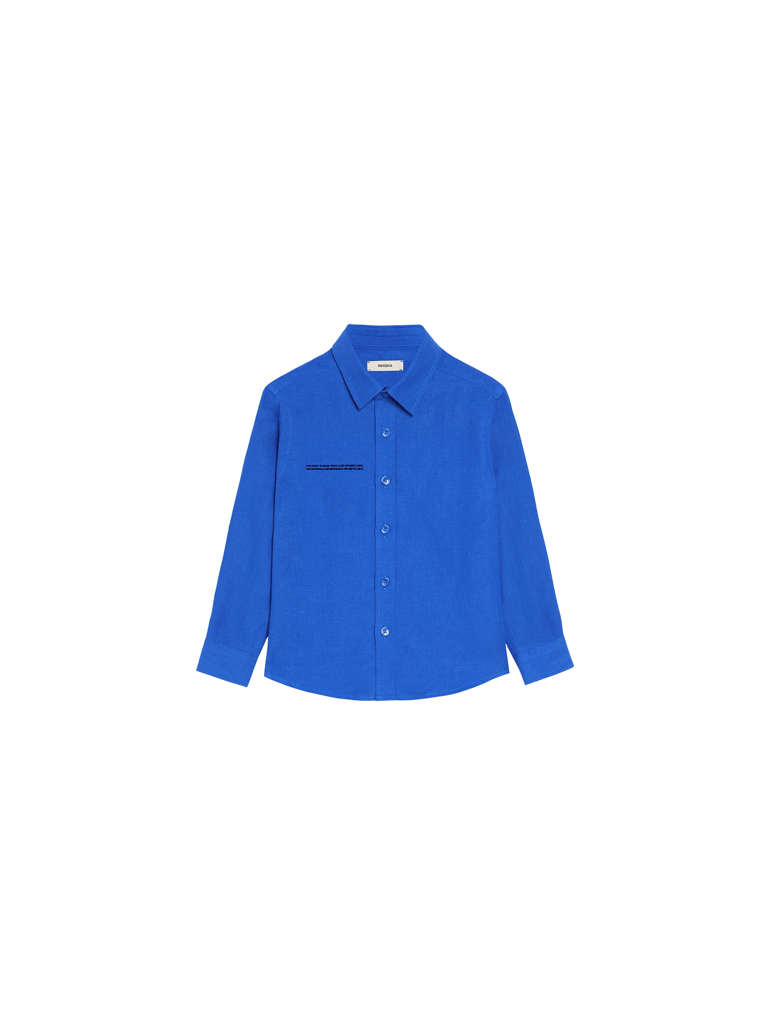 Kids Aloe Linen Long Sleeve Shirt—cobalt blue