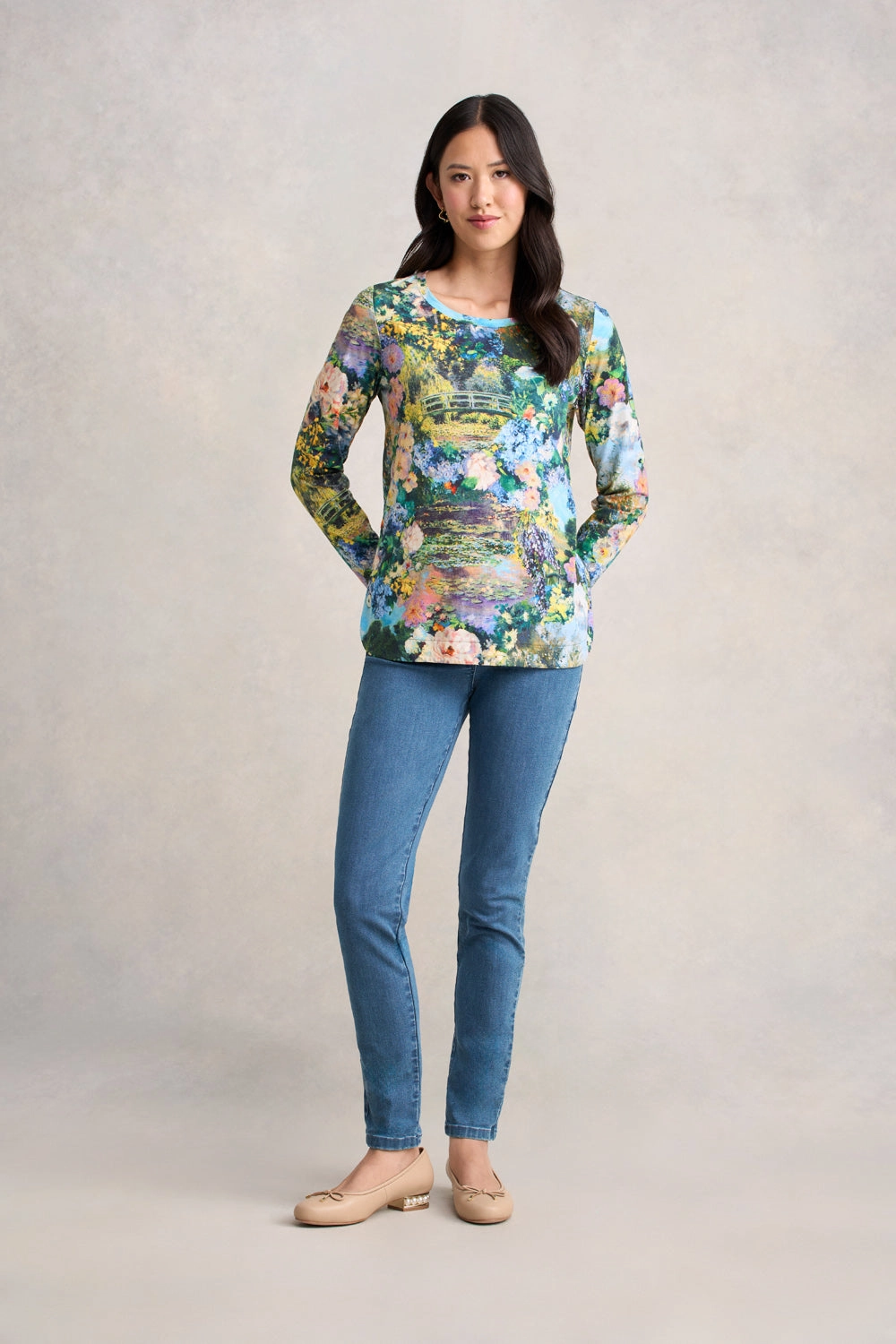 Long Sleeve Organic Cotton T-Shirt - Monet Garden
