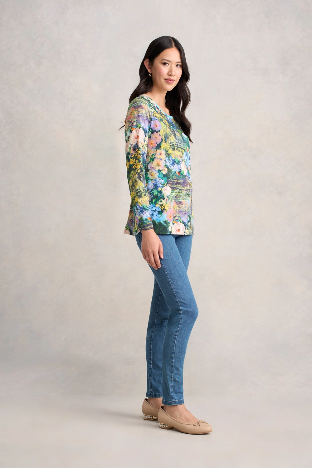 Long Sleeve Organic Cotton T-Shirt - Monet Garden