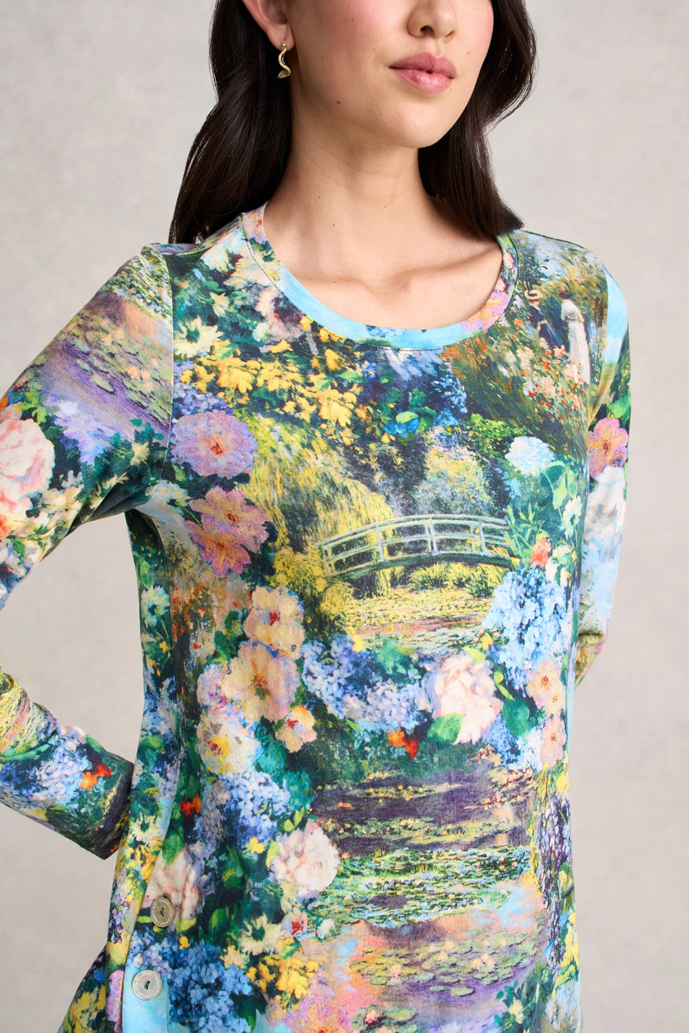 Long Sleeve Organic Cotton T-Shirt - Monet Garden