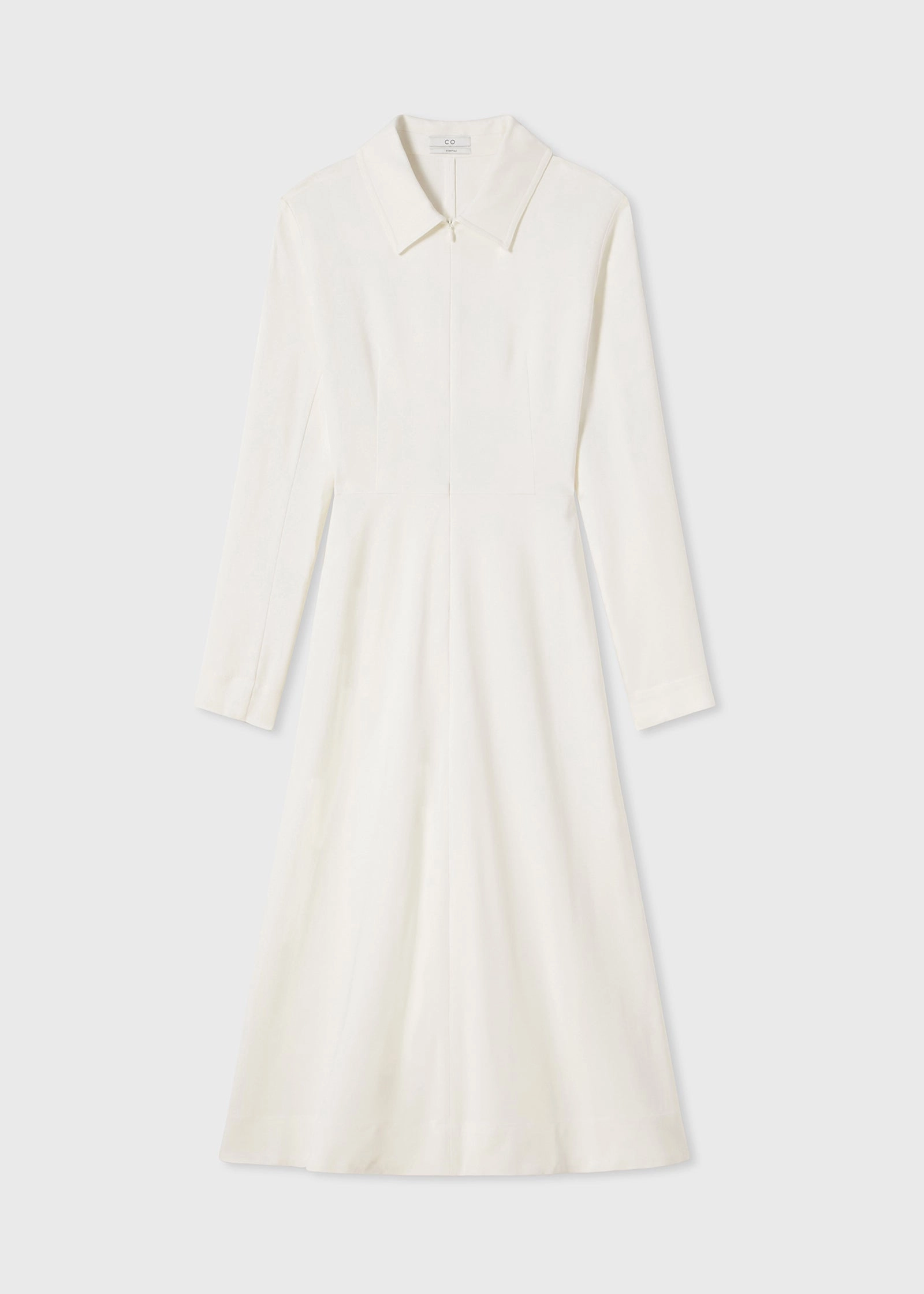 Long Sleeve Shirt Dress  in Crepe - Ivory