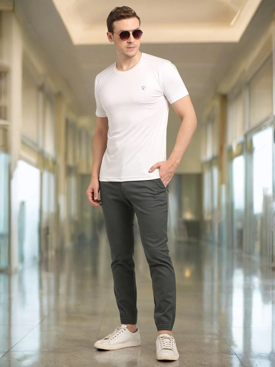Men Urban Fit Cotton Stretch Trouser
