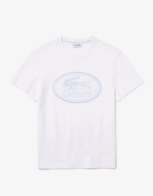 Men's Crew Neck Embroidered Logo Cotton T-shirt White