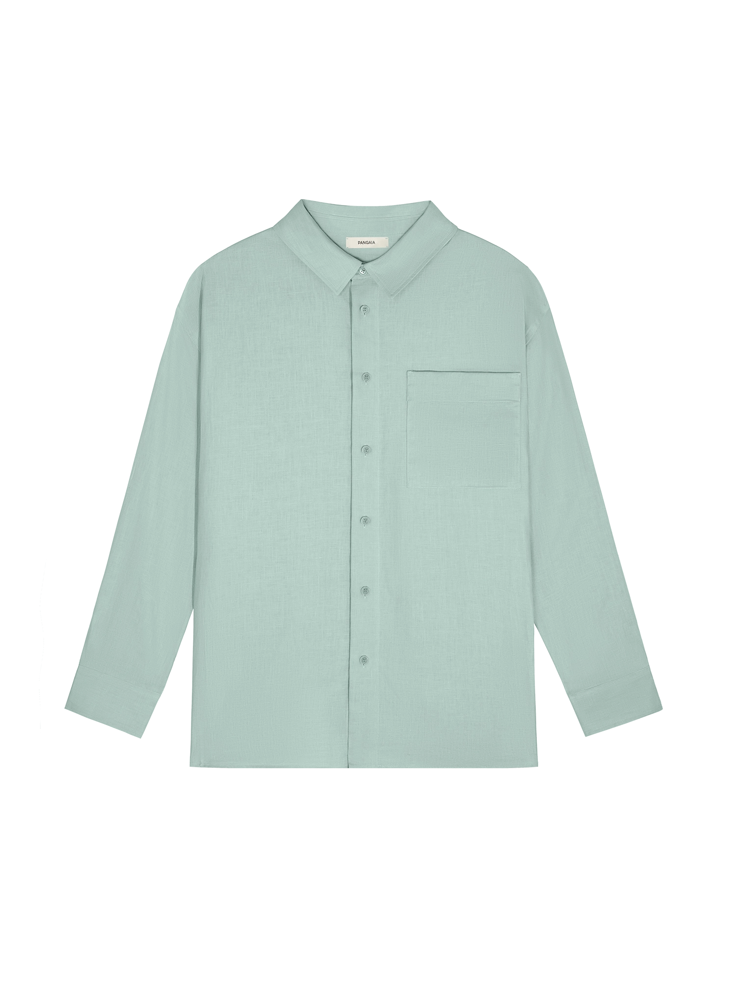 Mens DNA Aloe Linen Collared Long Sleeve Shirt—eucalyptus blue