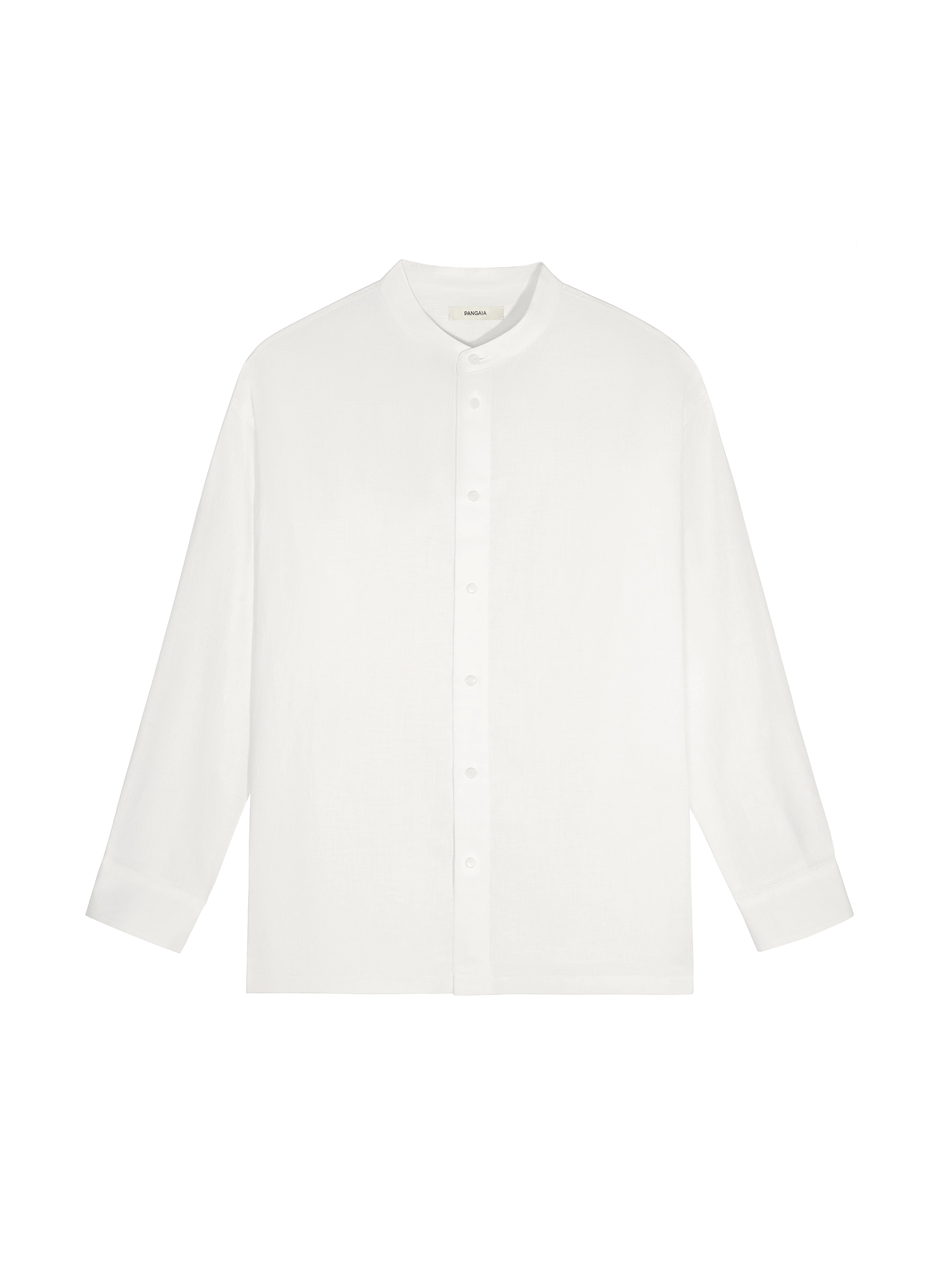 Mens DNA Aloe Linen Mandarin Collar Long Sleeve Shirt—off-white