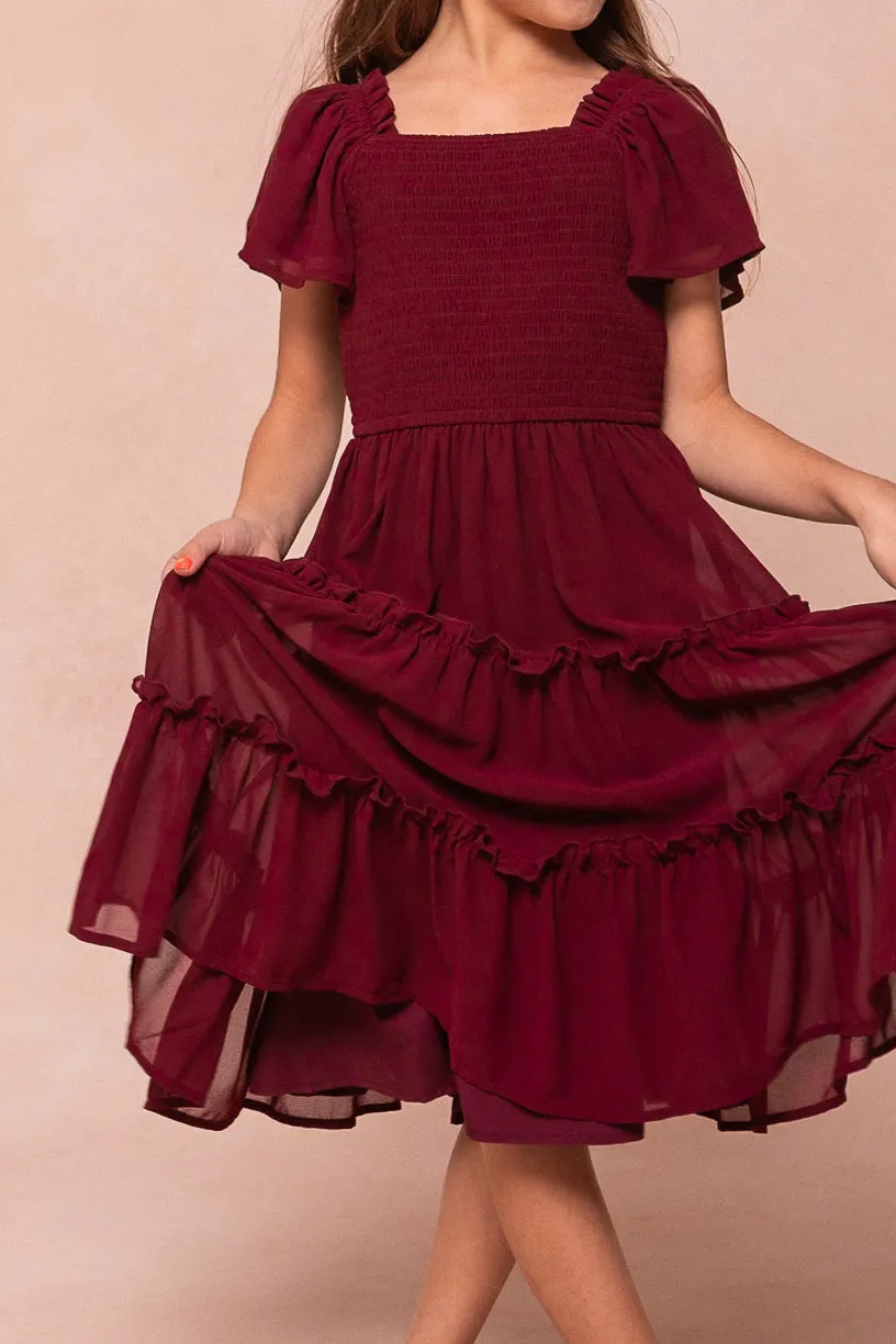 Mini Ellie Dress in Wine Chiffon - FINAL SALE