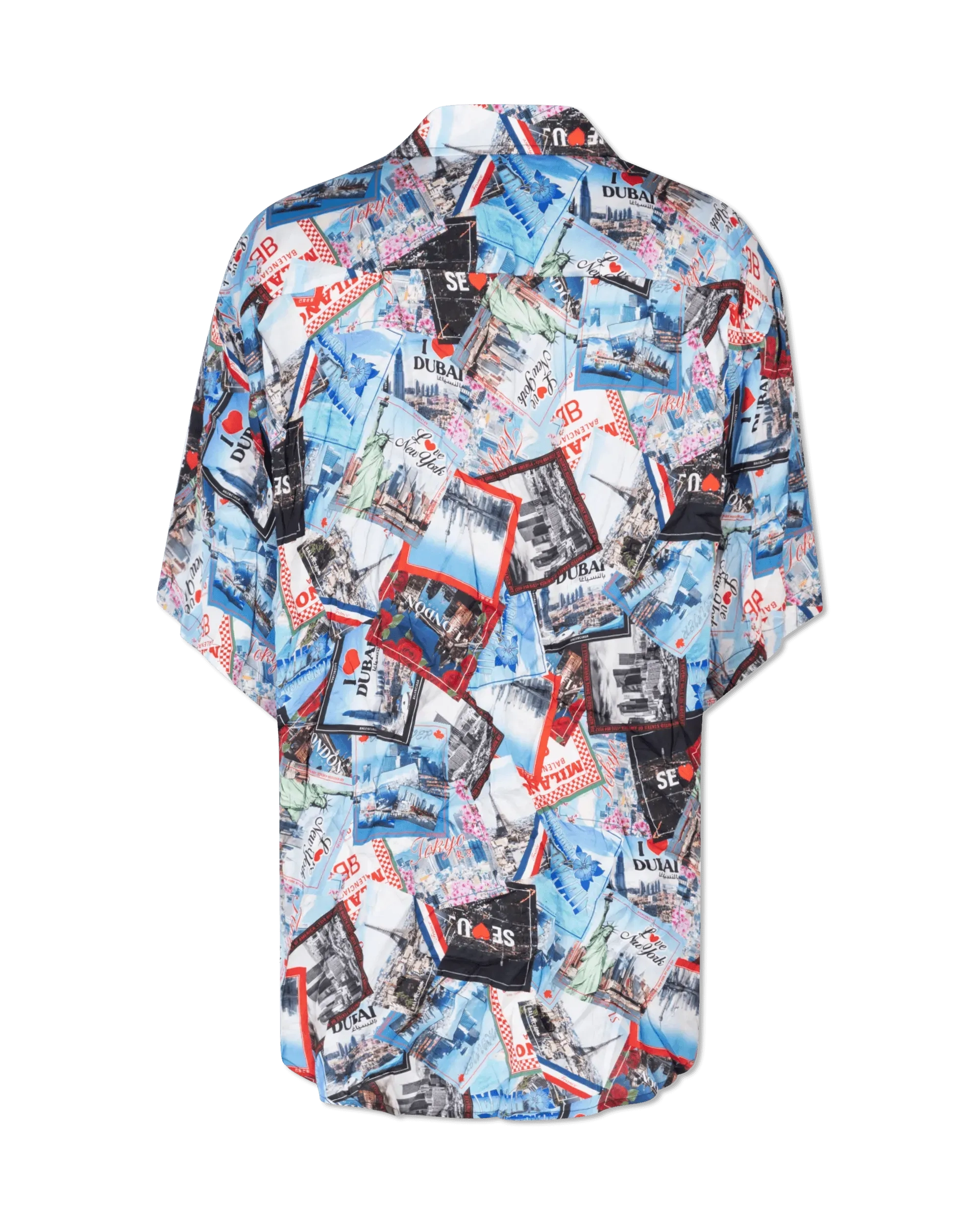 Mix Scarves Silk Short Sleeve Shirt
