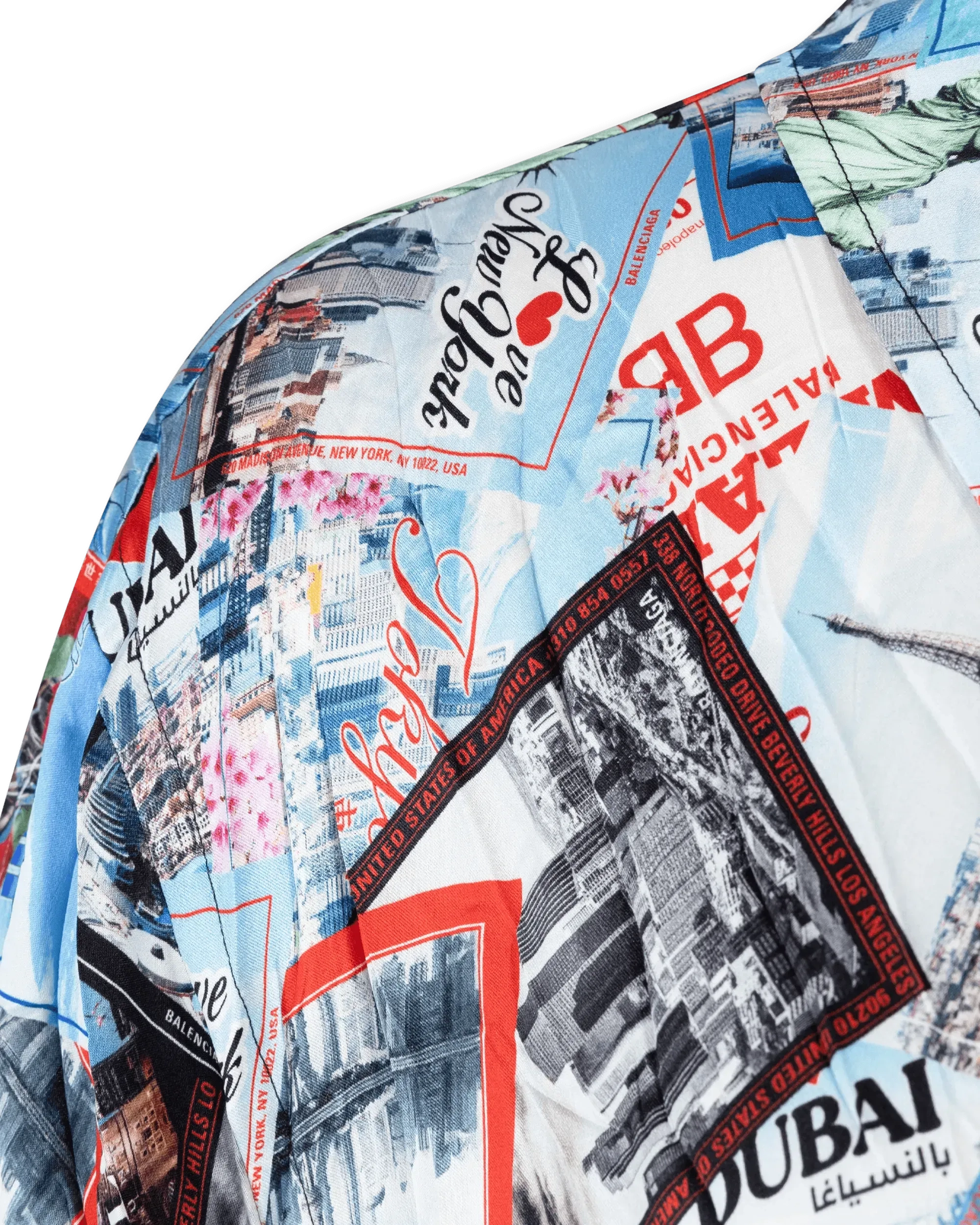 Mix Scarves Silk Short Sleeve Shirt