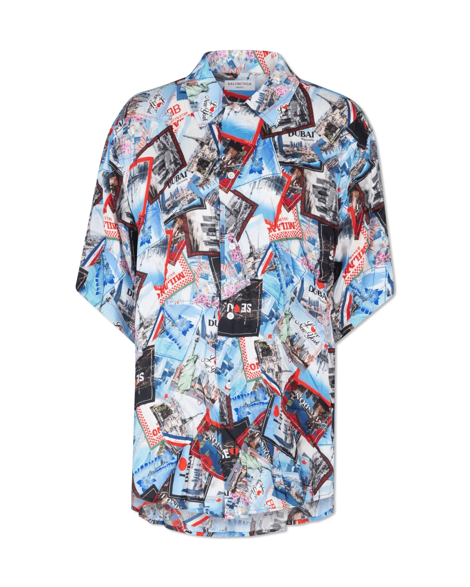 Mix Scarves Silk Short Sleeve Shirt