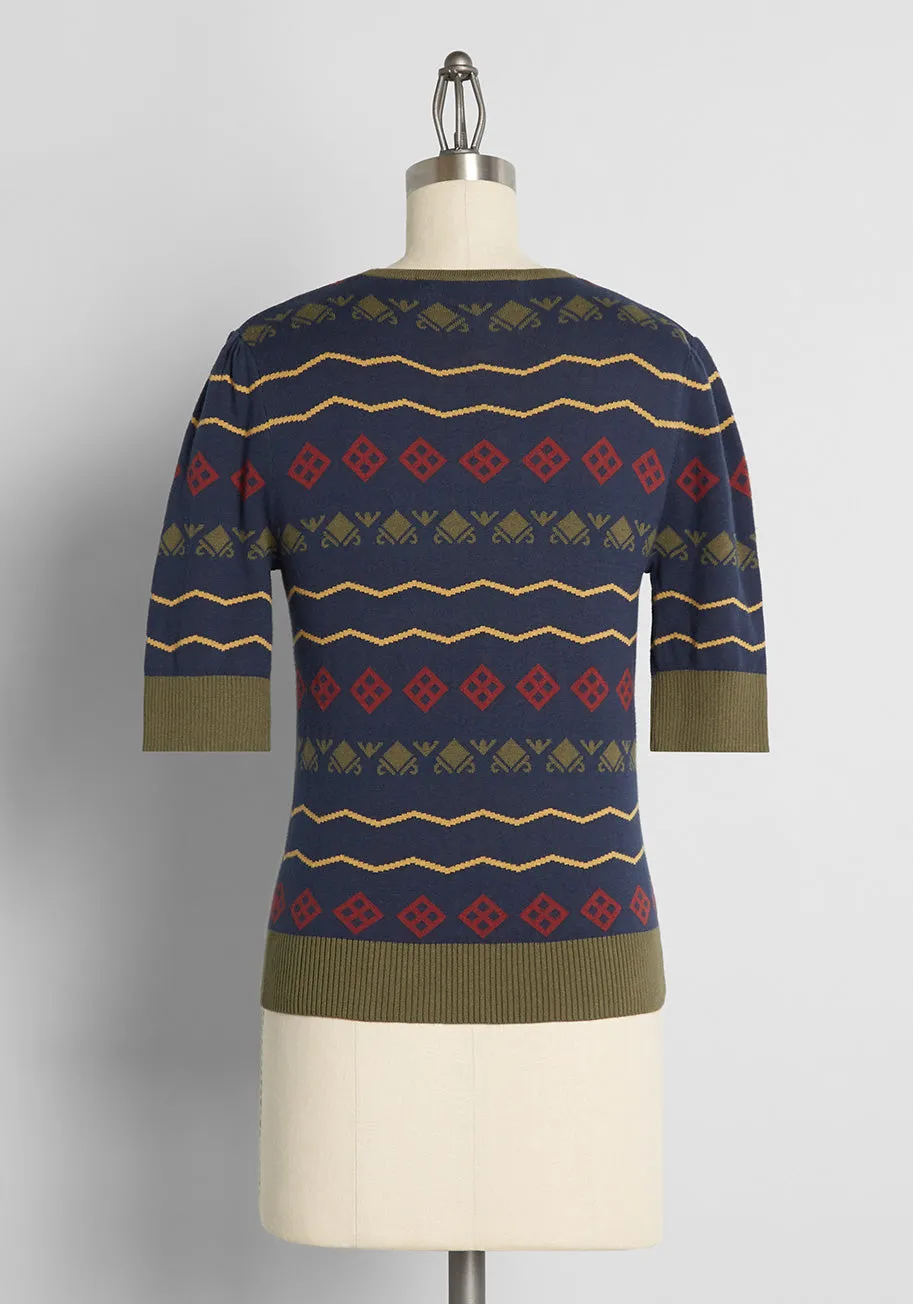 ModCloth x Collectif Pattern of Greatness Fair Isle Knit Top