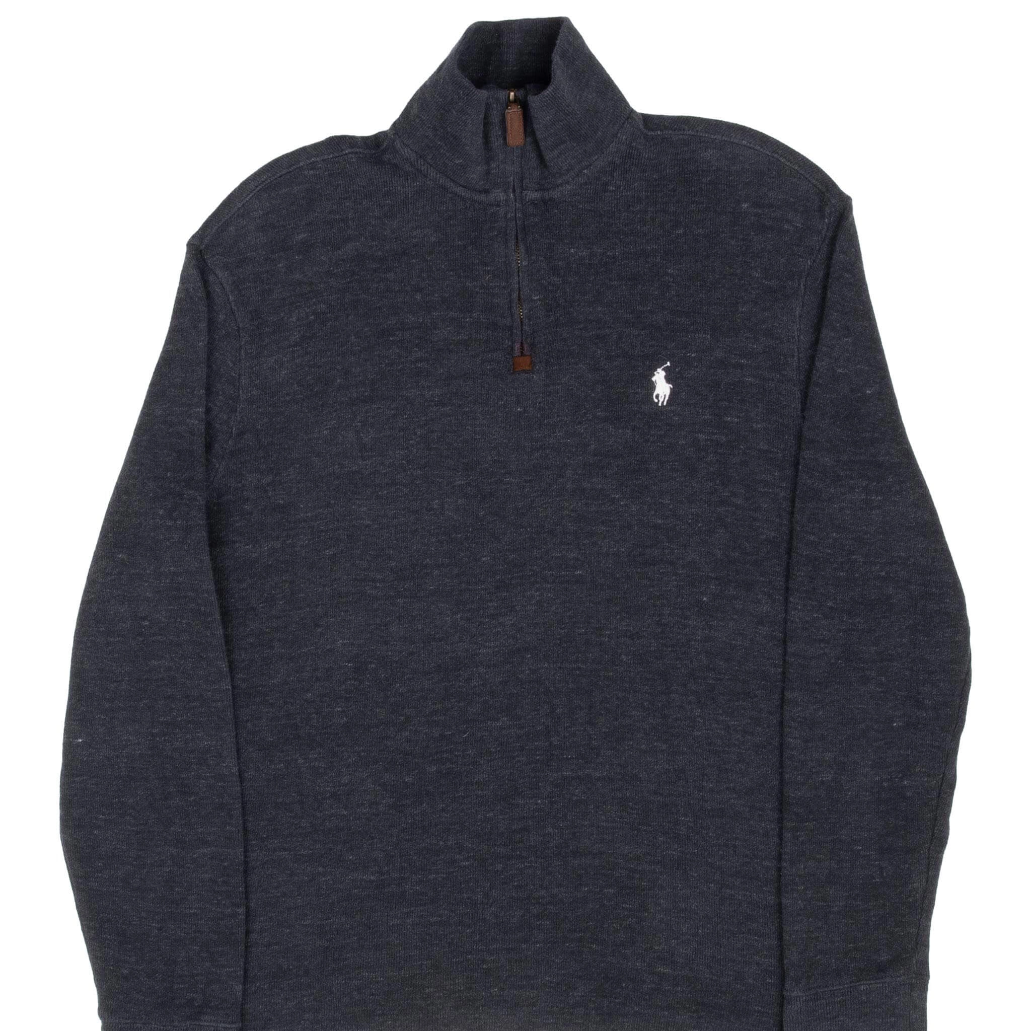 POLO RALPH LAUREN DARK GREY QUARTER 1/4 ZIP SWEATER SIZE SMALL