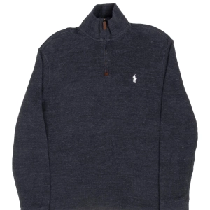 POLO RALPH LAUREN DARK GREY QUARTER 1/4 ZIP SWEATER SIZE SMALL