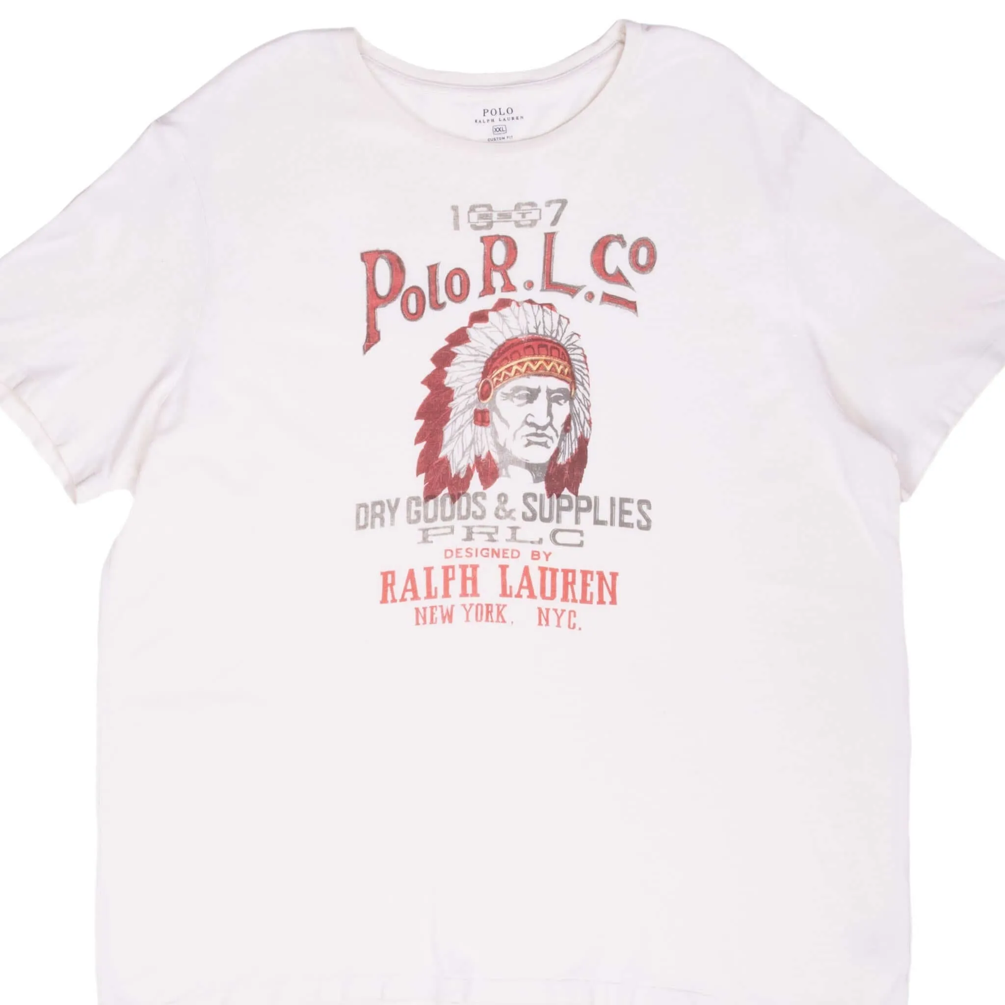 POLO RALPH LAUREN INDIANS CHIEF WHITE TEE SHIRT 2XL