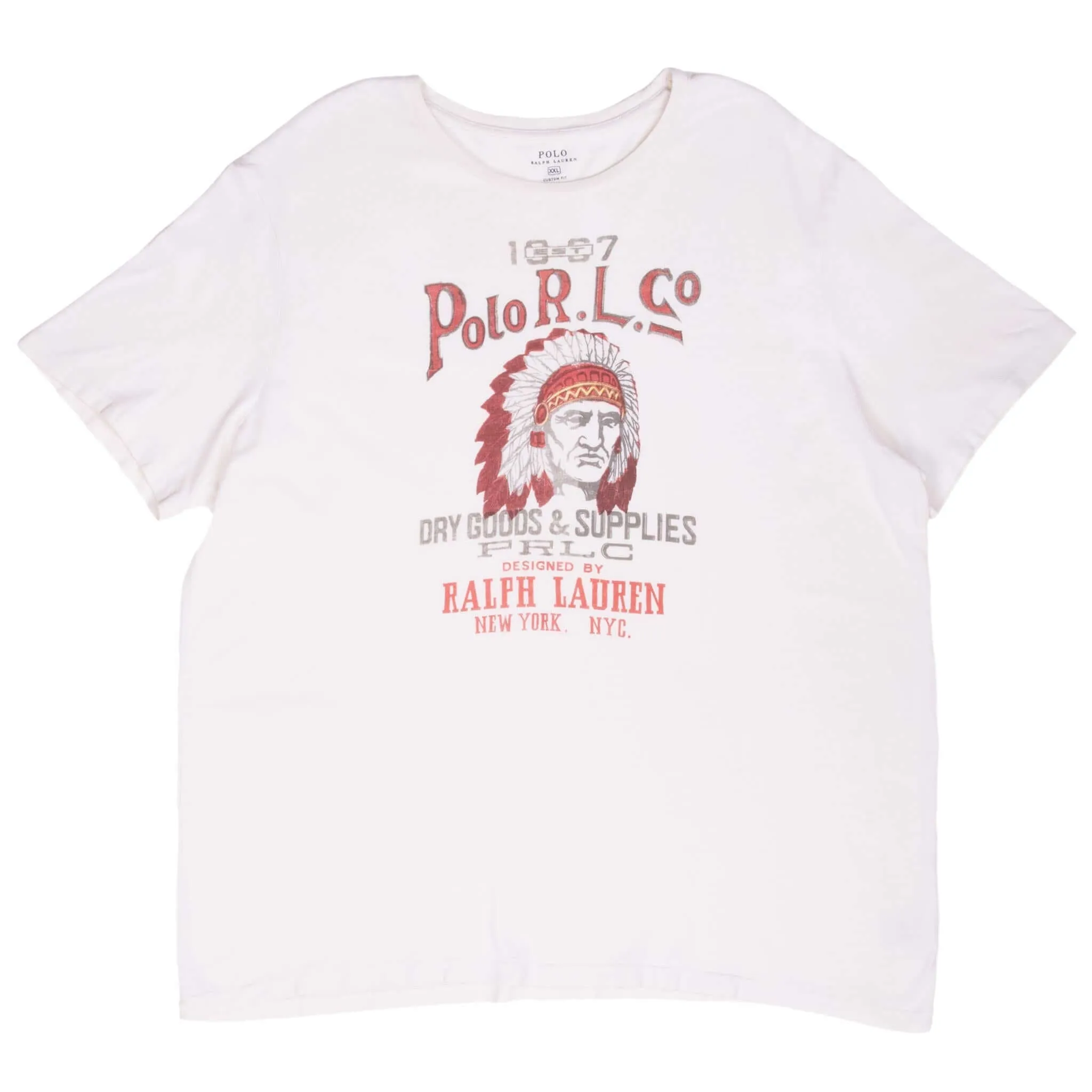 POLO RALPH LAUREN INDIANS CHIEF WHITE TEE SHIRT 2XL