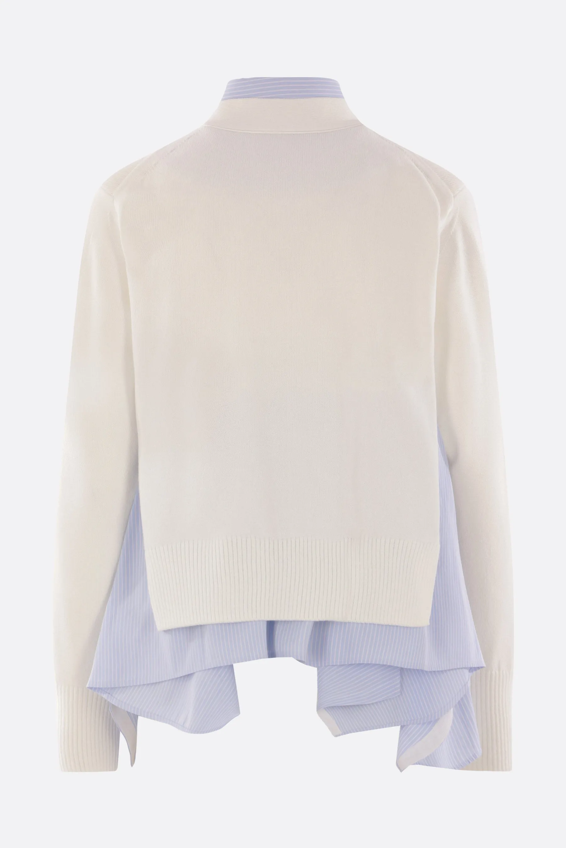 poplin shirt with overlay cardigan