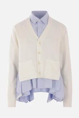 poplin shirt with overlay cardigan