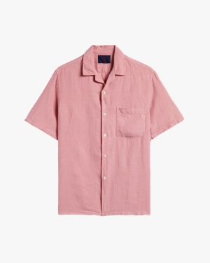 Portuguese Flannel Linen Camp Collar Shirt - Rose