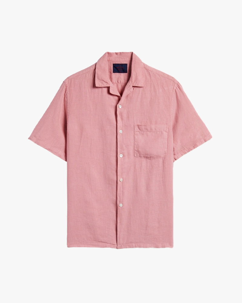 Portuguese Flannel Linen Camp Collar Shirt - Rose