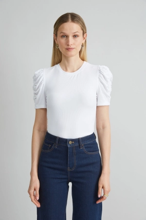 Puff Sleeve Rib Knit