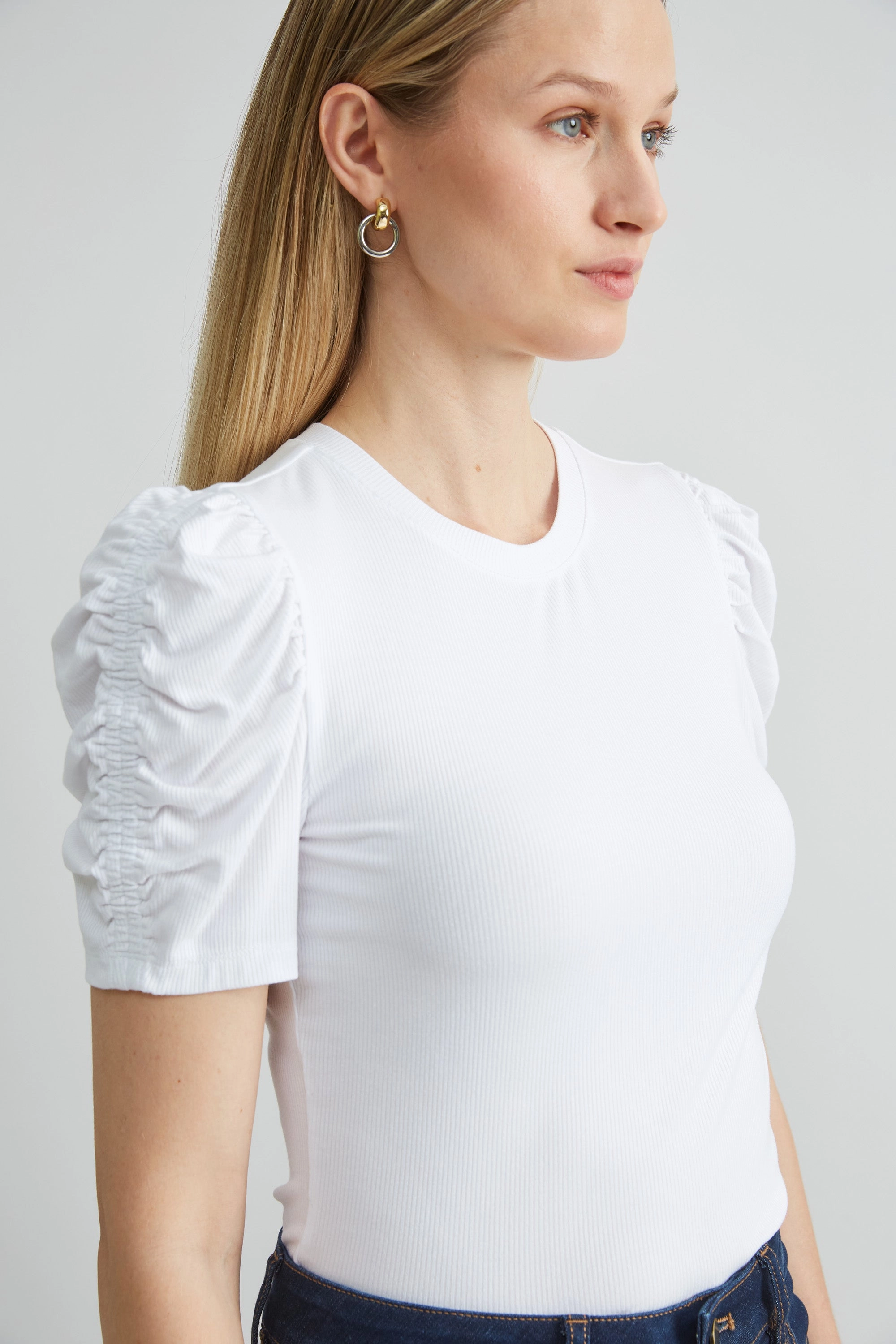 Puff Sleeve Rib Knit