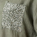 Sequin Detail 3/4 Turn-Up Sleeve Shirt