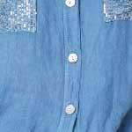 Sequin Detail 3/4 Turn-Up Sleeve Shirt