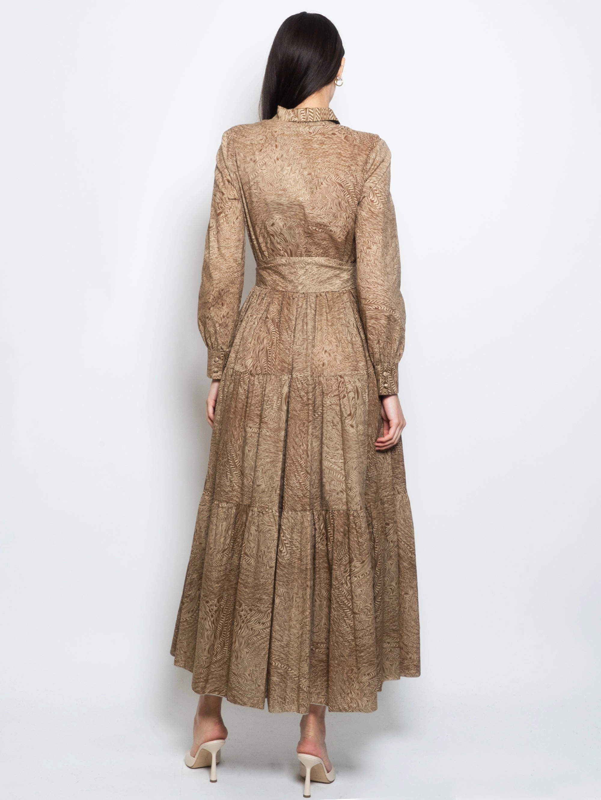 Shirtdress with Cocoa/Sand Geometric Print