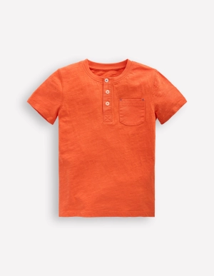 Short Sleeve Henley T-Shirt-Orange