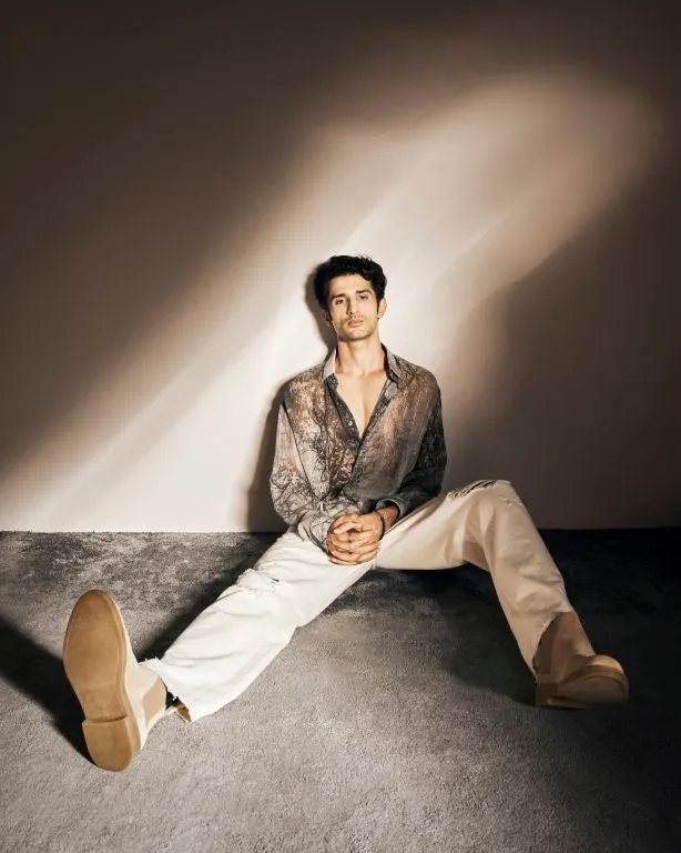 Sidhant in our Forest Printed Lurex Shirt from Matrix Collection