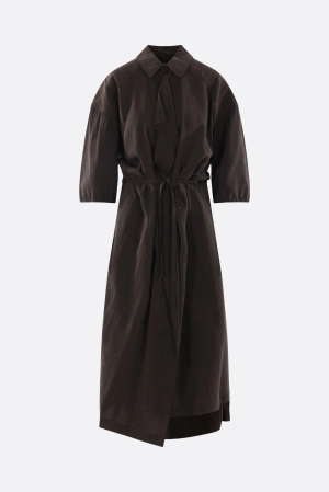 silk blend asymmetrical shirt dress