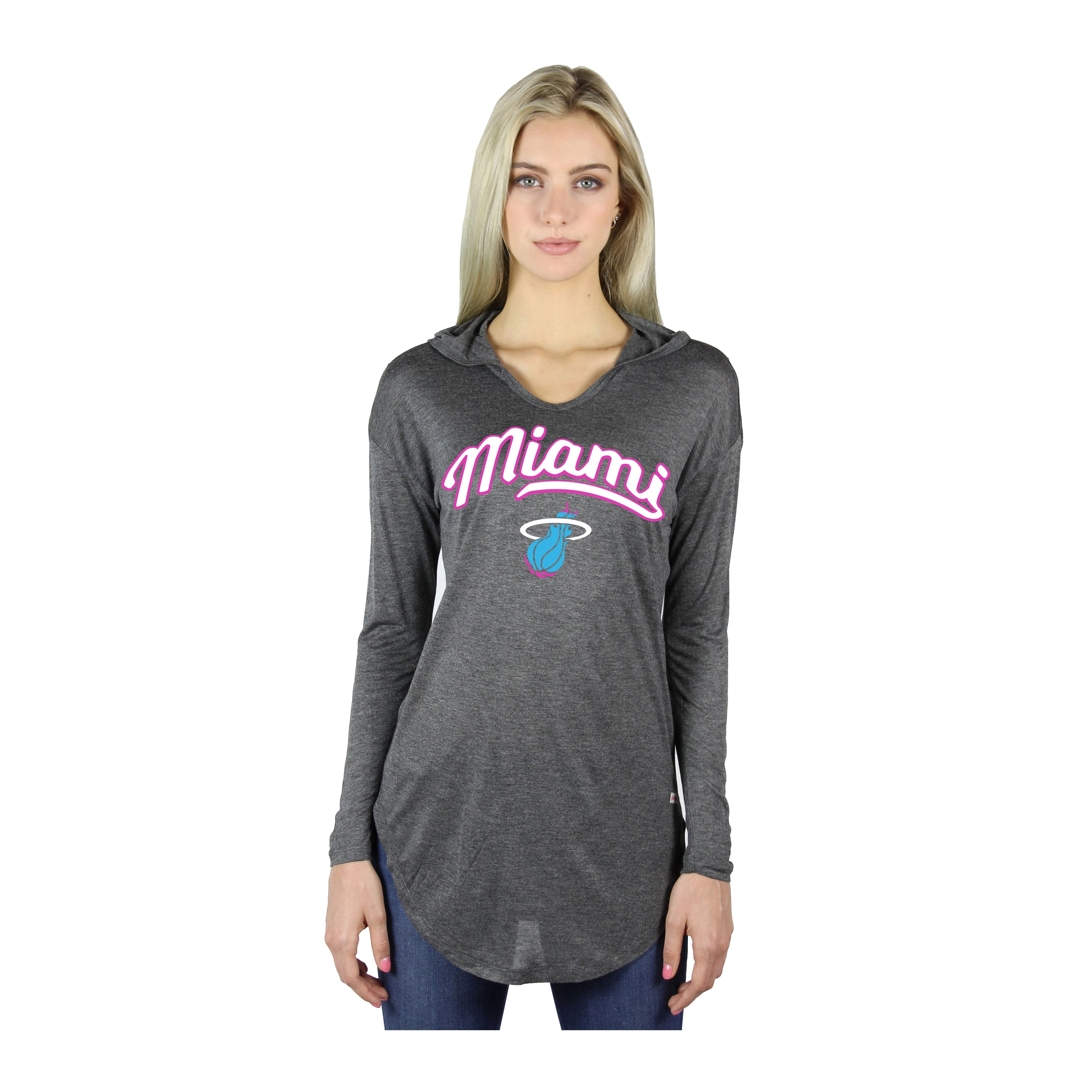 Sportiqe Miami HEAT Vice Nights Ladies Long Sleeve Sofia Hoodie Tee