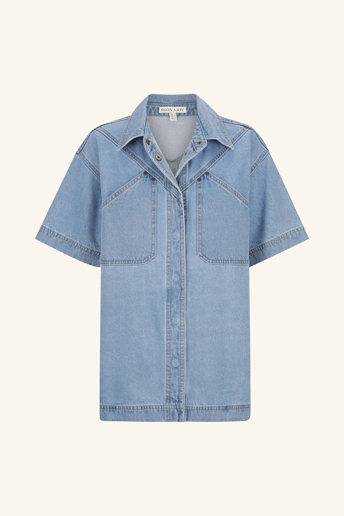 STELLA SHORT SLEEVE SHIRT - MID BLUE
