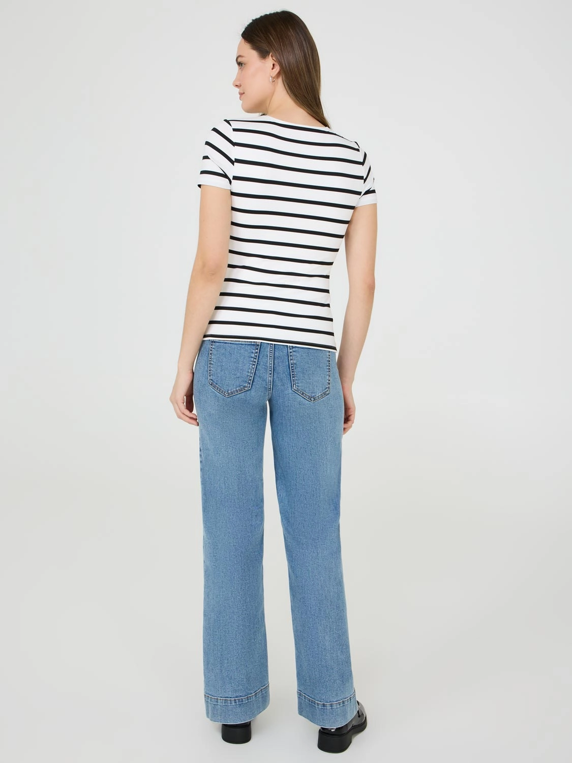Striped Double Layer Crew Neck T-Shirt