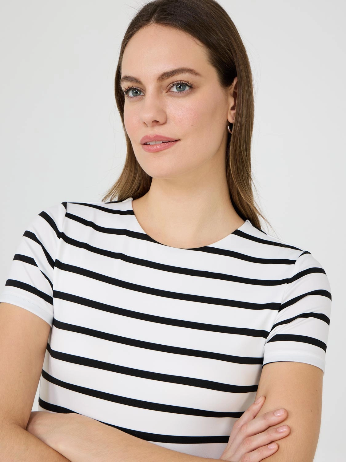 Striped Double Layer Crew Neck T-Shirt