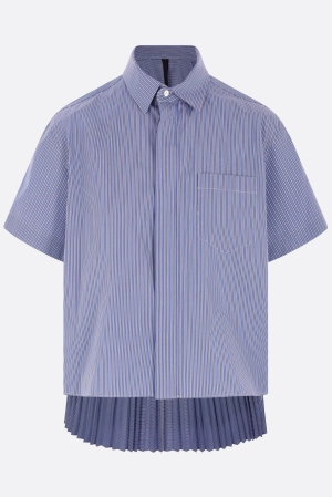 striped poplin short-sleeve shirt