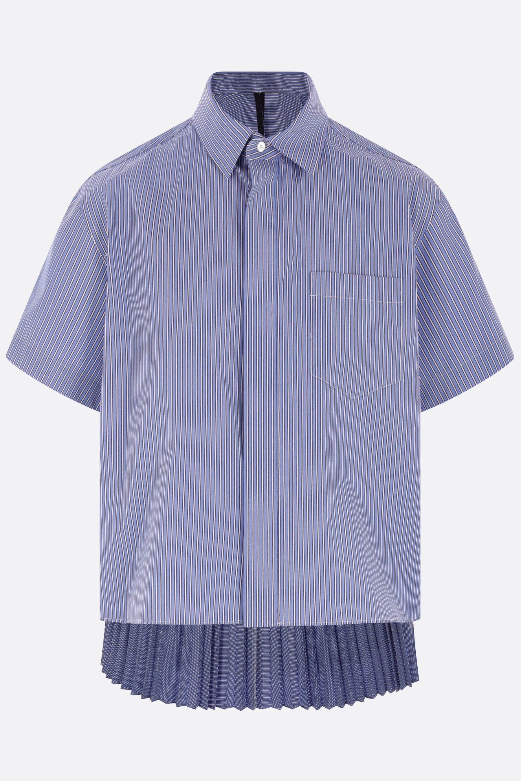 striped poplin short-sleeve shirt