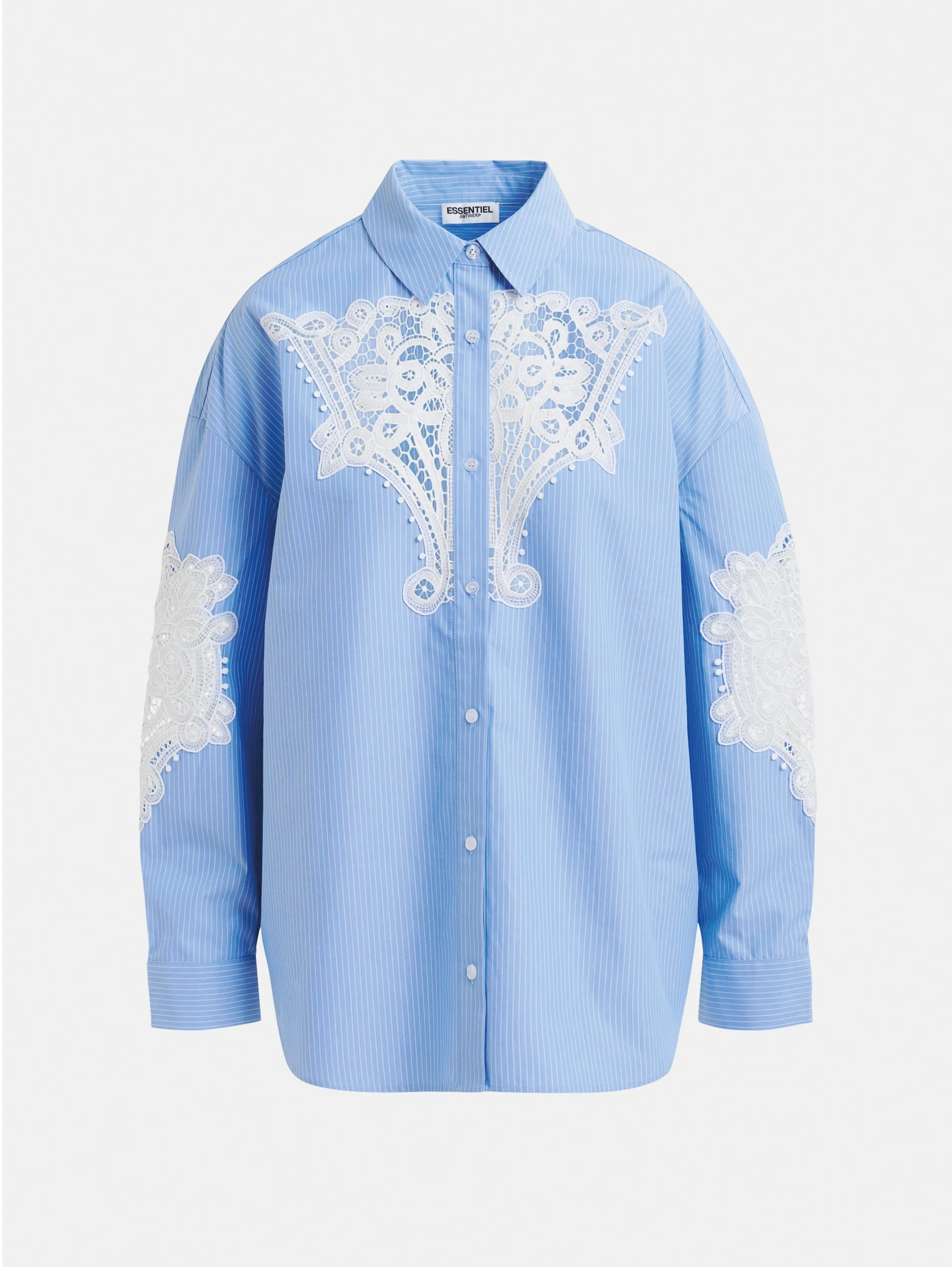Striped Shirt with Blue/White Lace
