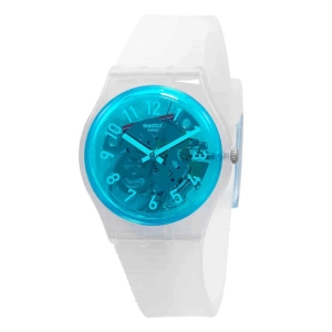 Swatch Unisex Watch - Monthly Drops Retro-Bianco Quartz Blue Skeleton Dial | GW215