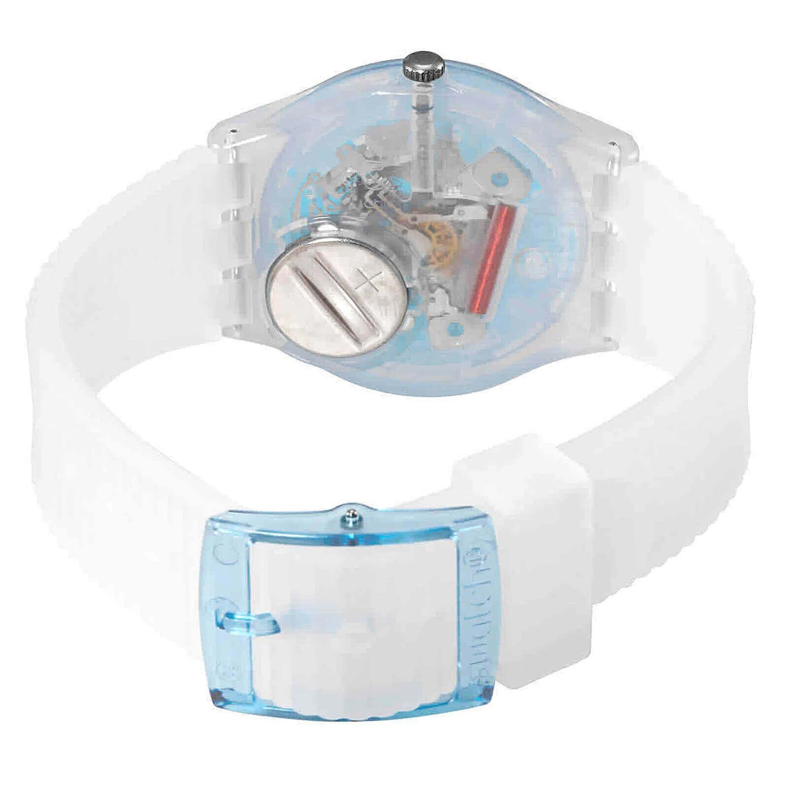 Swatch Unisex Watch - Monthly Drops Retro-Bianco Quartz Blue Skeleton Dial | GW215
