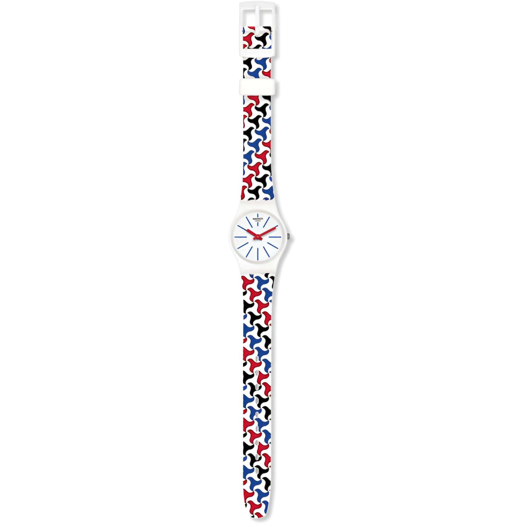 Swatch Women's Watch - Pattu Quartz White Dial Retro Pattern Silicone Strap | LW156